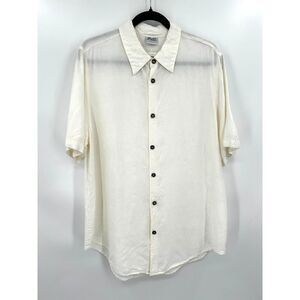 NWT CP SHADES Mens White Textured Lightweight Short Sleeve Button Up Shirt Small
